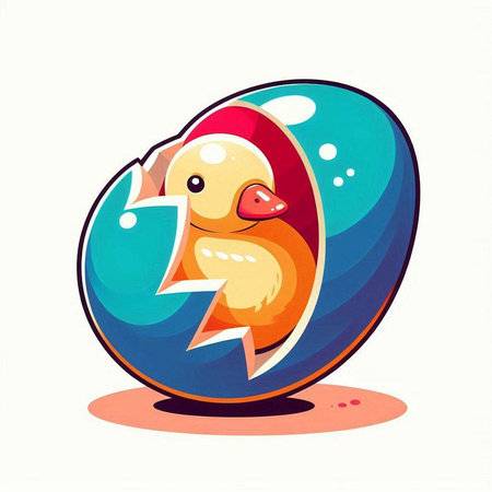 Easter egg with a duck on a white background. Vector illustration.のイラスト素材