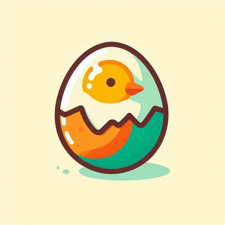 Easter egg with chicken on a light background. Vector illustration.のイラスト素材
