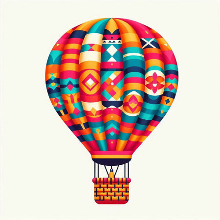 Colorful hot air balloon on a white background. Vector illustration.のイラスト素材