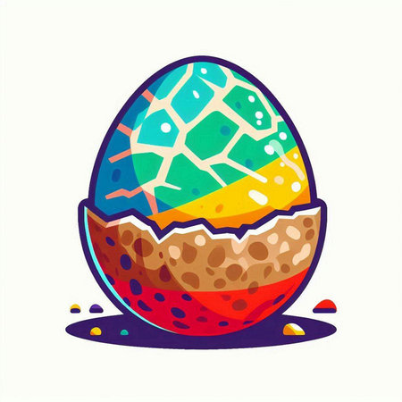 Easter egg with colorful pattern on white background. Vector illustration.のイラスト素材