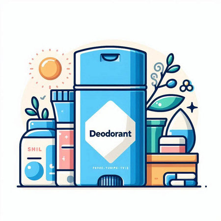Illustration of a blue refrigerator with different products. Vector illustration.のイラスト素材