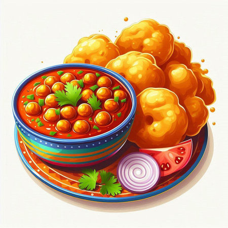 Illustration of a bowl of indian dumplings with tomato sauceのイラスト素材