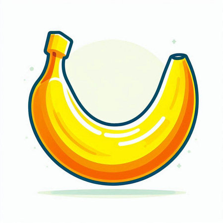 Banana fruit icon in flat style isolated on white background. Vector illustration.のイラスト素材