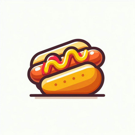 Hot dog. Fast food icon. Vector illustration isolated on white background.のイラスト素材