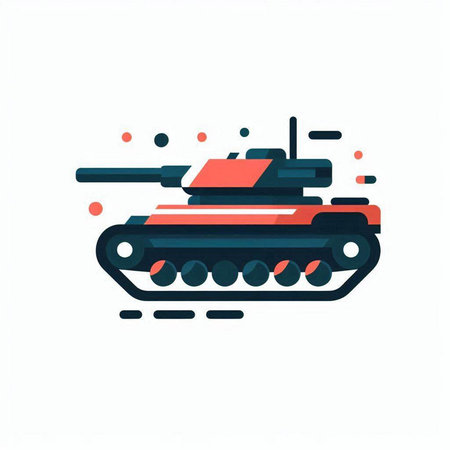 Military tank vector icon isolated on white background. Tank flat illustration.のイラスト素材