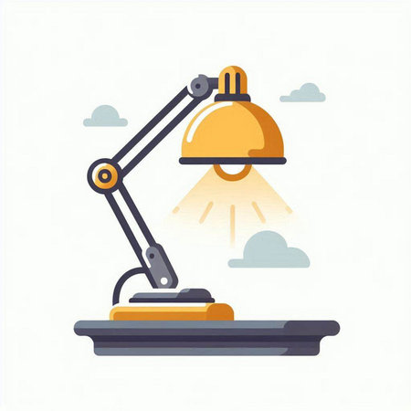 Illustration of a desk lamp in flat design style. Vector illustration.のイラスト素材