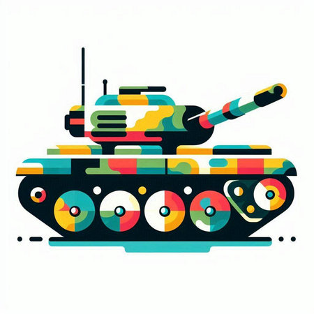 Vector illustration of a modern tank. Colorful vector illustration in flat style.のイラスト素材