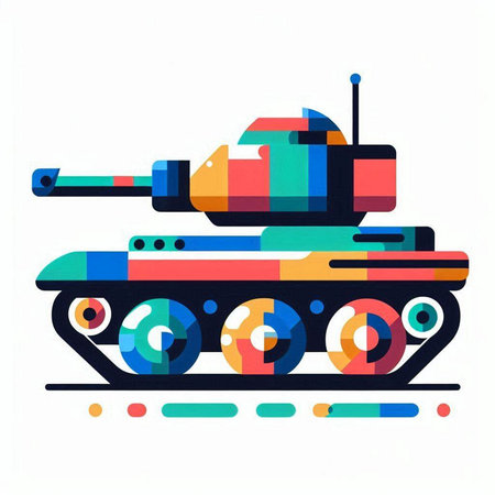 Tank with multicolor stripes on a white background. Vector illustrationのイラスト素材