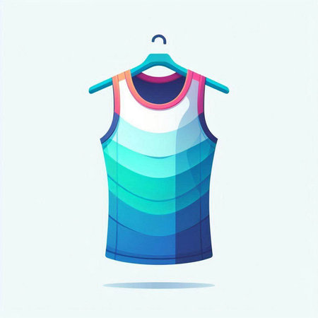 Colorful t-shirt on a hanger. Vector illustration.のイラスト素材