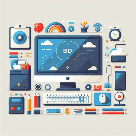 Flat design modern vector illustration concept of creative business and office work.のイラスト素材