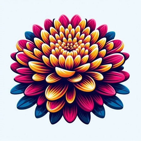 Colorful dahlia flower on white background. Vector illustration.のイラスト素材