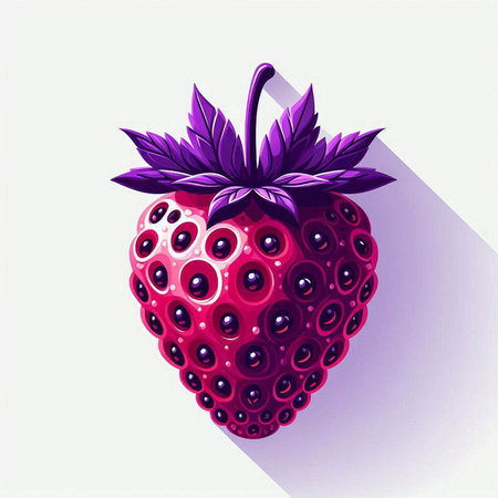 Strawberry with leaves on a white background. Vector illustration.のイラスト素材