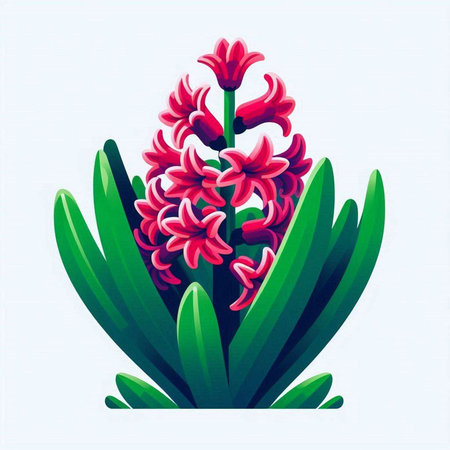Illustration of hyacinth flower in bloom. Vector illustration.のイラスト素材
