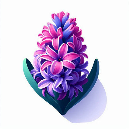 Purple hyacinth flower isolated on white background. Vector illustration.のイラスト素材
