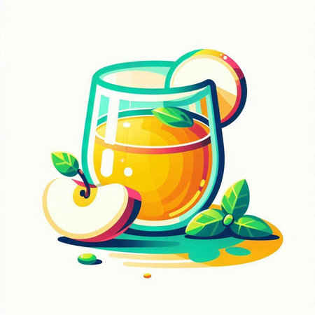 Juice in a glass on a white background. Vector illustration.のイラスト素材