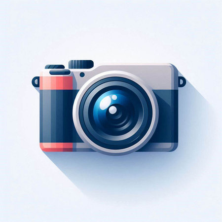 Camera icon, vector illustration. Flat design style with long shadow.のイラスト素材