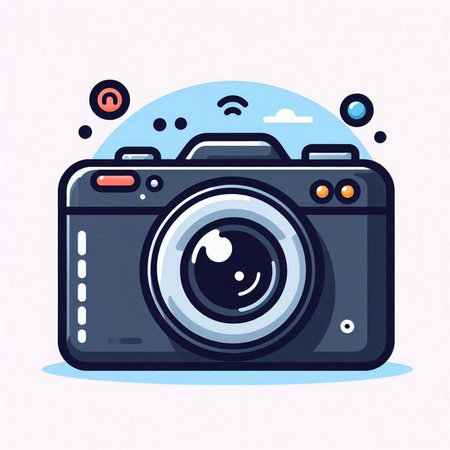 Camera icon. Vector illustration in flat style. Isolated on white background.のイラスト素材