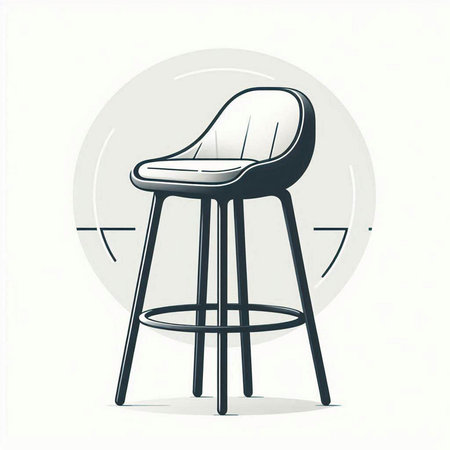 Modern bar chair. Vector illustration in flat style. Isolated on white background.のイラスト素材