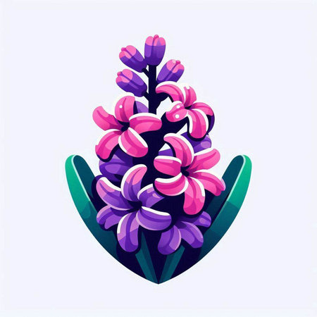 Illustration of hyacinth flowers in heart shape. Vector illustration.のイラスト素材