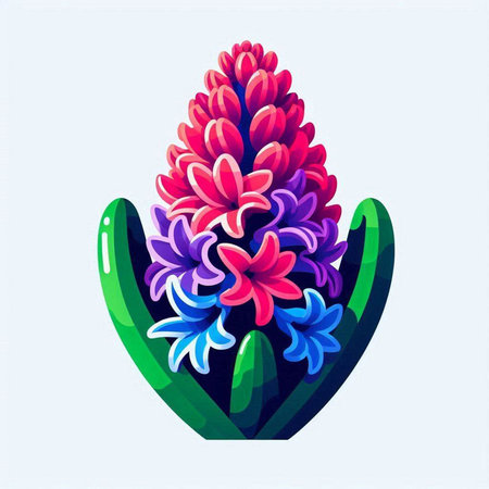 Colorful hyacinths in cartoon style. Vector illustration.のイラスト素材