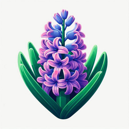 Purple hyacinth flowers on white background. Vector illustration.のイラスト素材