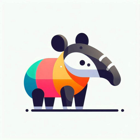 Illustration of a cute cartoon tapir isolated on a white backgroundのイラスト素材