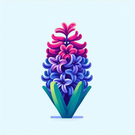 Colorful hyacinth flower on blue background. Vector illustration.のイラスト素材