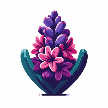 Vector illustration of purple hyacinth flower on a white background.のイラスト素材