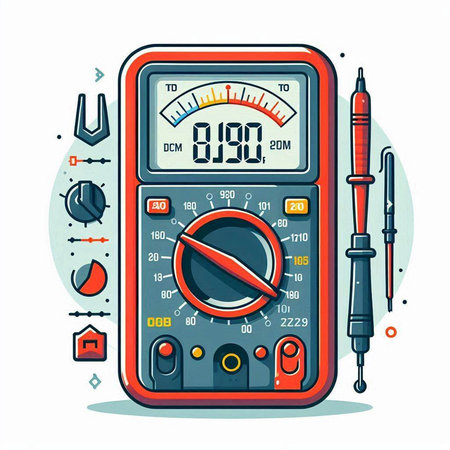 Digital multimeter. Digital multimeter in flat design. Vector illustration.のイラスト素材