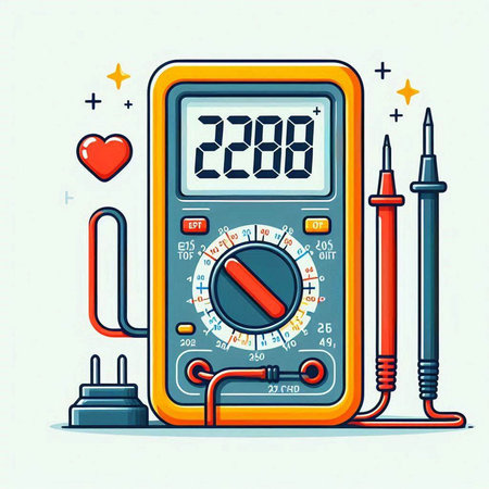 Digital multimeter on white background. Vector illustration in retro style.のイラスト素材