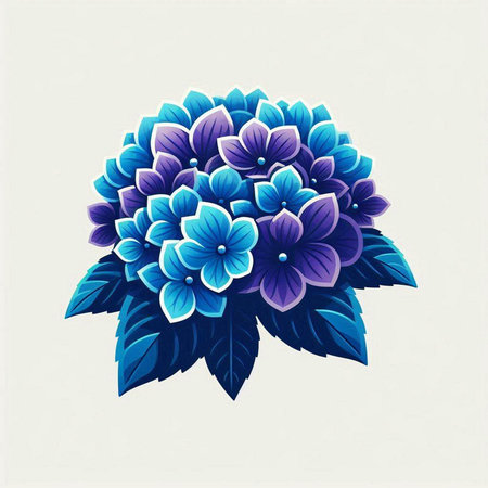 Illustration of blue hydrangea on a white background.のイラスト素材