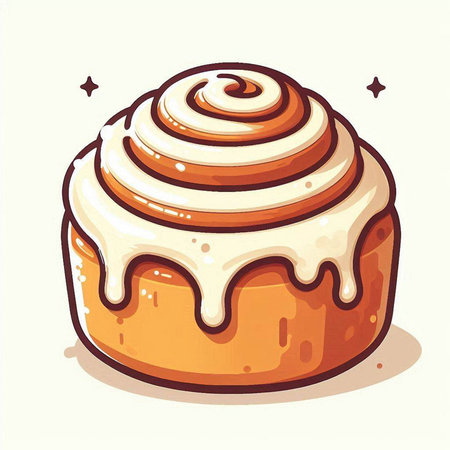 Illustration of a Cinnabon with icing on a white backgroundのイラスト素材