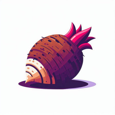 Illustration of a red and orange seashell on a white backgroundのイラスト素材