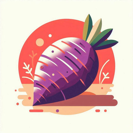 Illustration of a carrot. Vegetarian food. Vector illustration.のイラスト素材