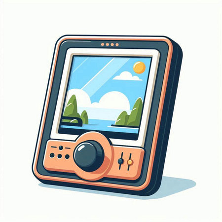 Retro gamepad on white background. Vector illustration in cartoon style.のイラスト素材