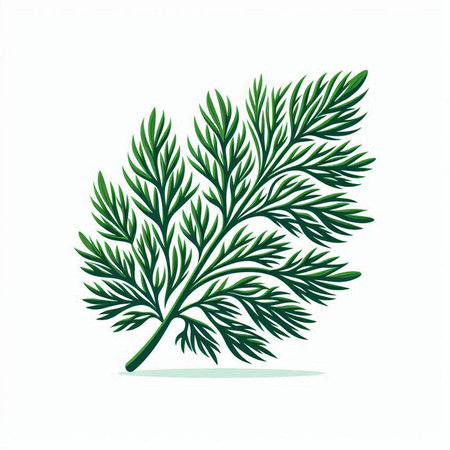 Fresh dill leaves isolated on a white background. Vector illustration.のイラスト素材