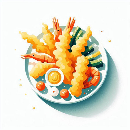 Illustration of japanese food tempura on white background.のイラスト素材