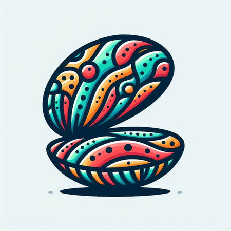 Vector illustration of hand drawn sea shell in doodle style.のイラスト素材