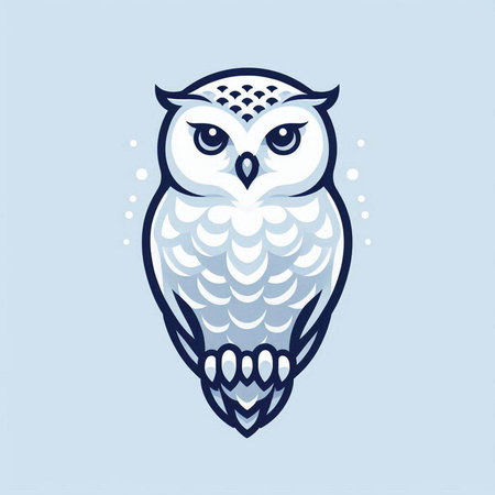 Owl head isolated on blue background. Vector illustration for your designのイラスト素材