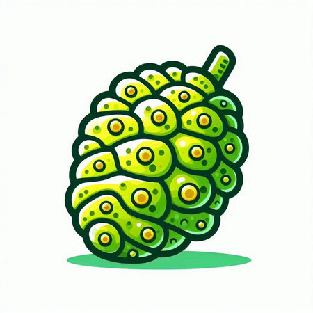 Cute vector illustration of a green pine cone on a white backgroundのイラスト素材
