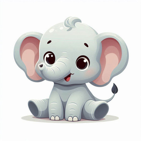 Cute baby elephant isolated on white background. Vector cartoon illustration.のイラスト素材