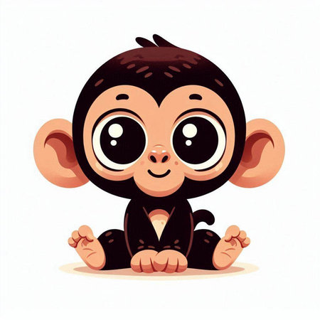 Cute little monkey on a white background. Vector cartoon illustration.のイラスト素材