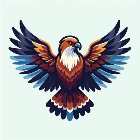 Eagle vector illustration. Bird of prey. Eagle with wings spread.のイラスト素材