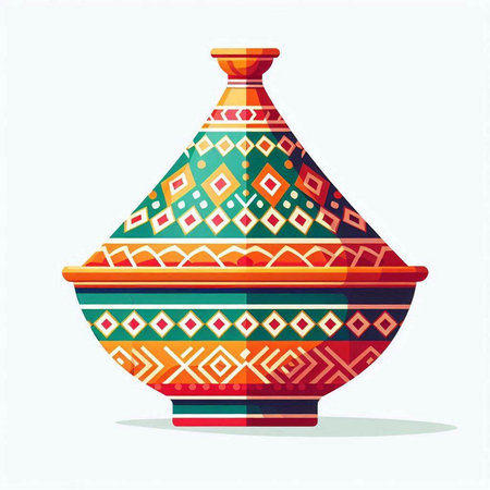 Vase with ethnic ornament. Vector illustration in a flat style.のイラスト素材
