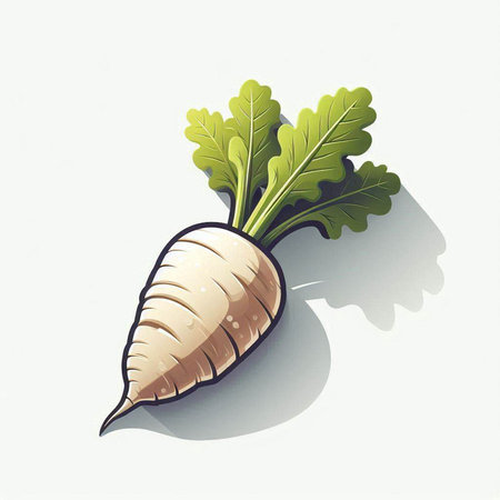 Illustration of a fresh turnip with shadow on a white backgroundのイラスト素材
