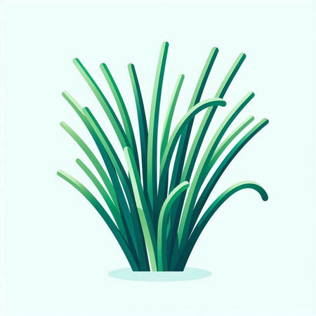 Vector illustration of a green onion on a light blue background. Vector illustration.のイラスト素材