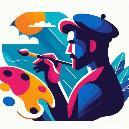 Abstract vector illustration of a man playing the flute in the rainのイラスト素材