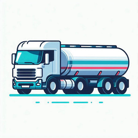 Truck with tank. Vector illustration on white background. Flat style.のイラスト素材