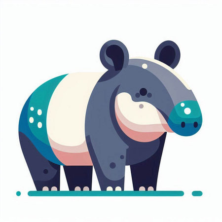 Vector illustration of cute hippopotamus. Isolated on a white background.のイラスト素材