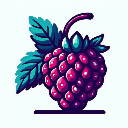 Raspberry. Vector illustration. Isolated on a white background.のイラスト素材
